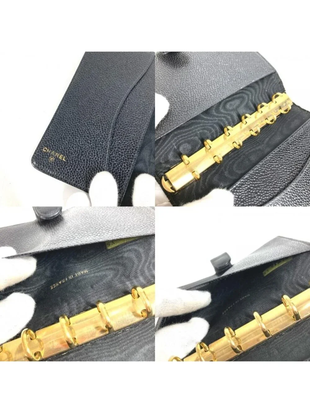 Chanel Notebook Cover CC Logo Caviar Leather Black Agenda